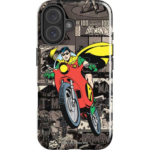 DC Comics Robin Vintage Action pose pattern iPhone 16 Plus Impact Case